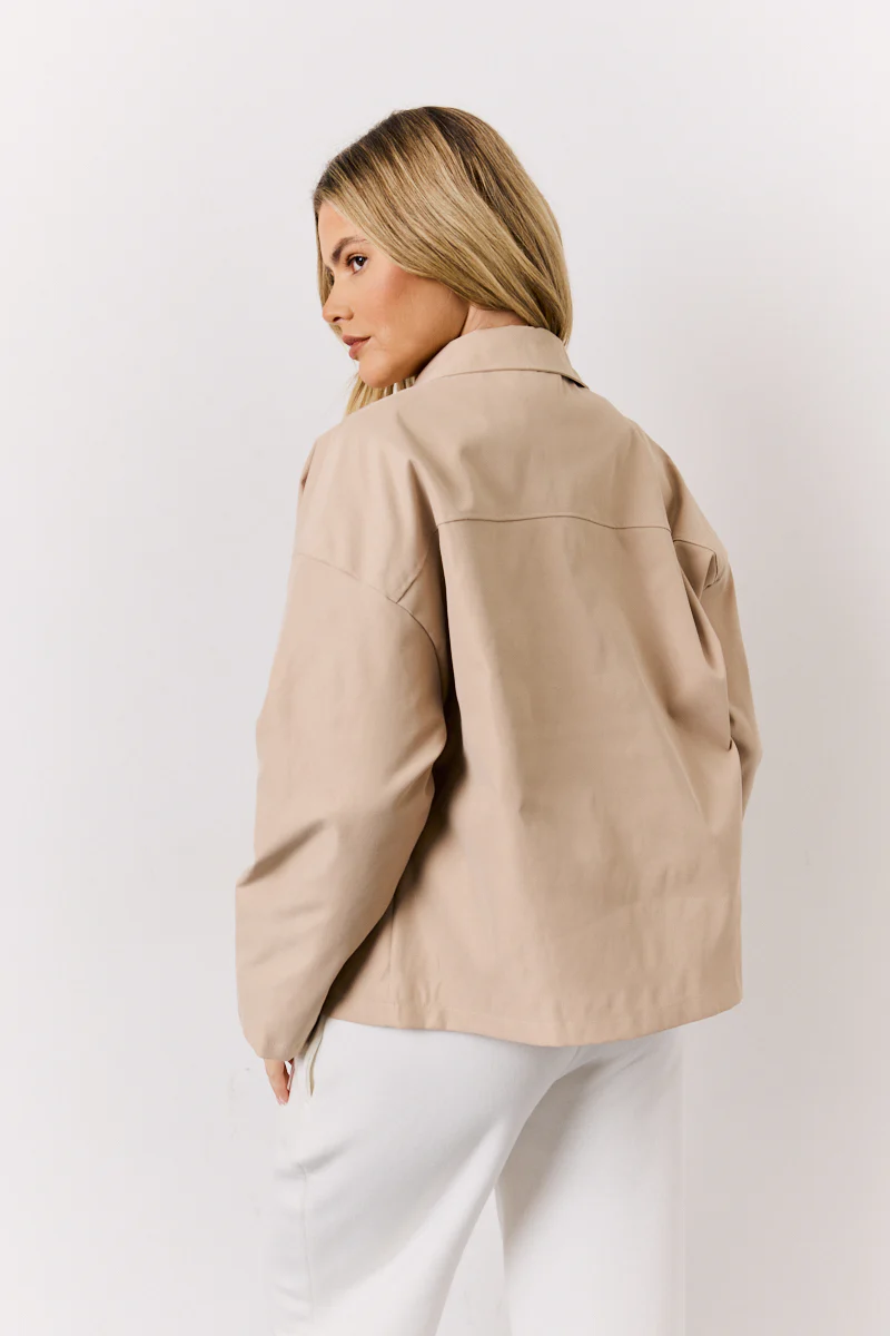 Stone Button Front Pocket Detail Jacket - Image 3