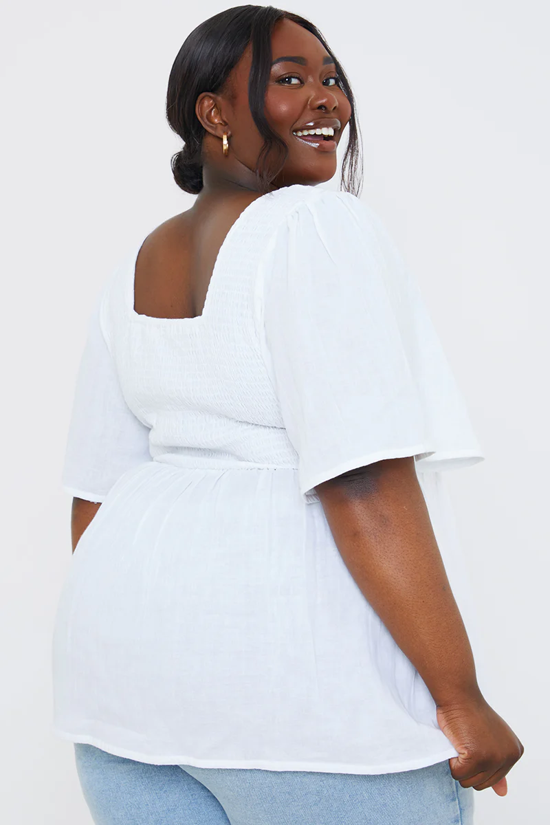 Button Front Shirred Bust Top - Image 9