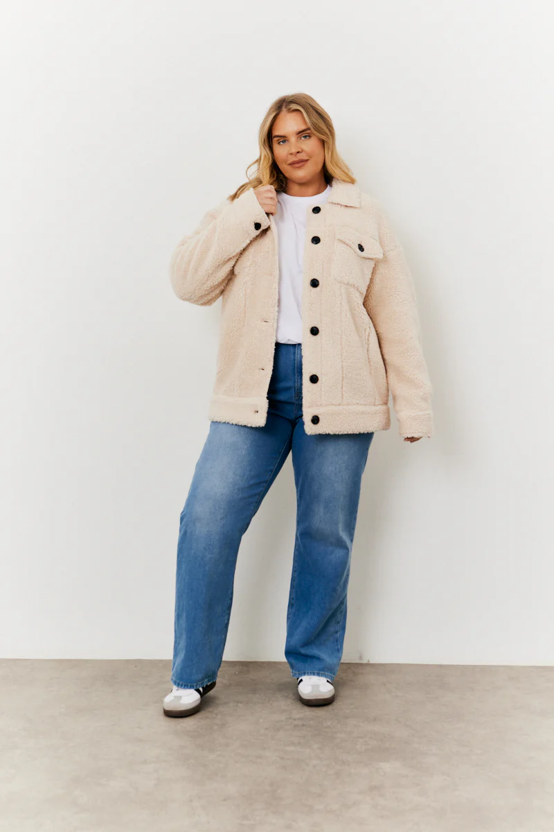 Borg Button Through Jacket with Pockets - Image 2
