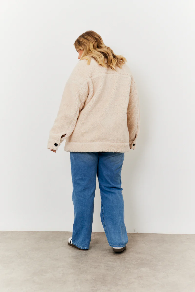 Borg Button Through Jacket with Pockets - Image 4