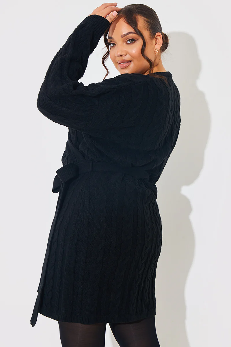Cable Knit Belted Wrap Dress - Image 5