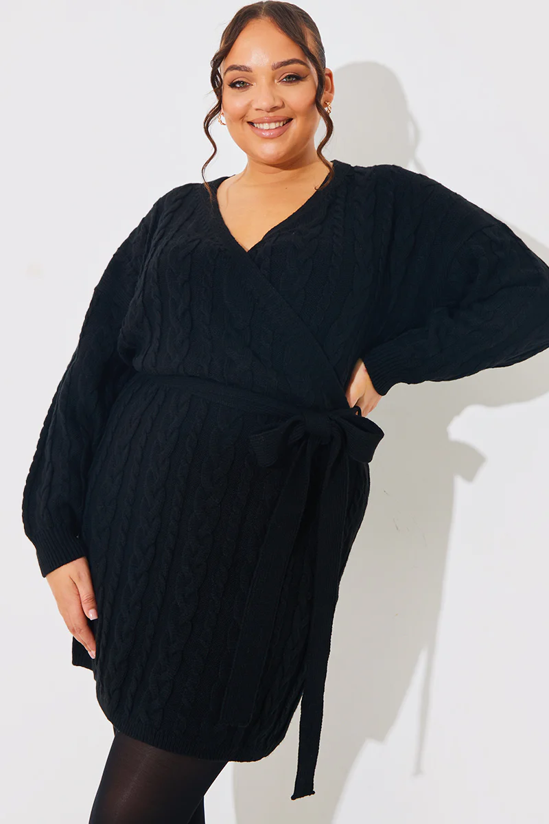 Cable Knit Belted Wrap Dress - Image 6