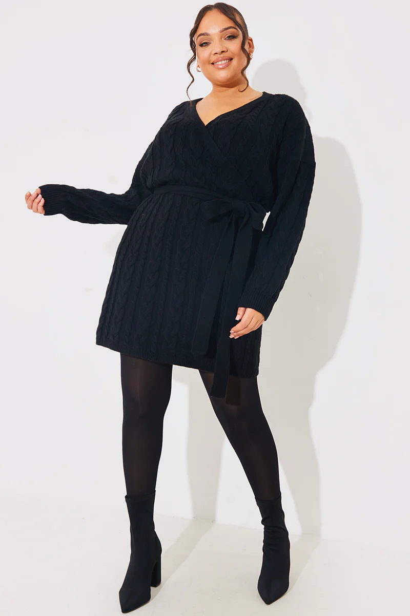 Cable Knit Belted Wrap Dress - Image 7