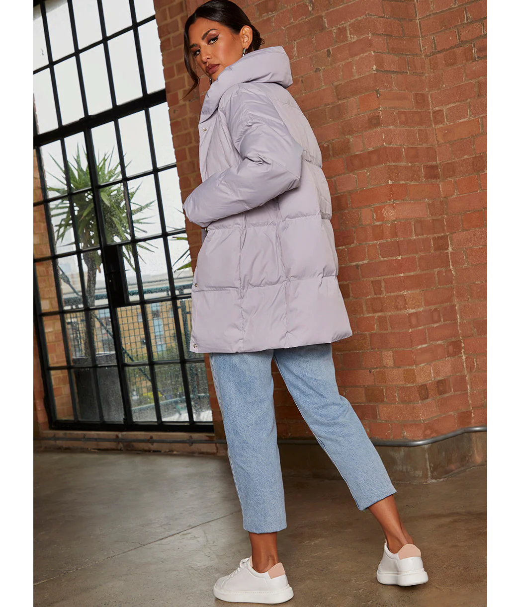 Chi Chi London Padded Puffer Coat in Grey - Image 3