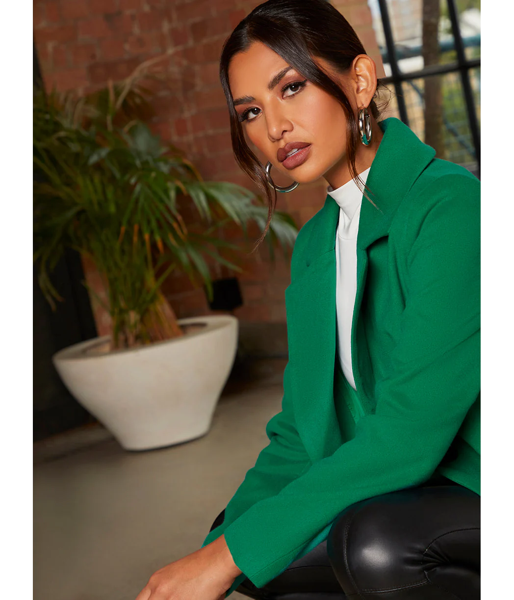 Chi Chi London Single Breasted Coat in Green - Image 2