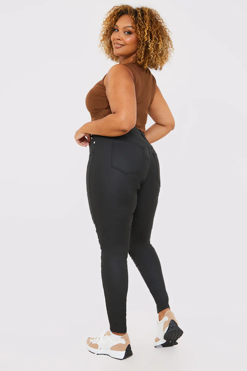 Coated High Waisted Jeans - Image 3