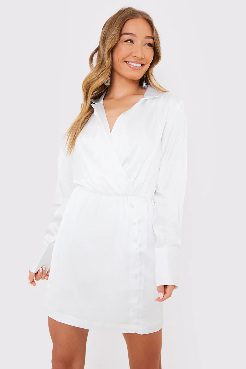Collar Button Mini Dress