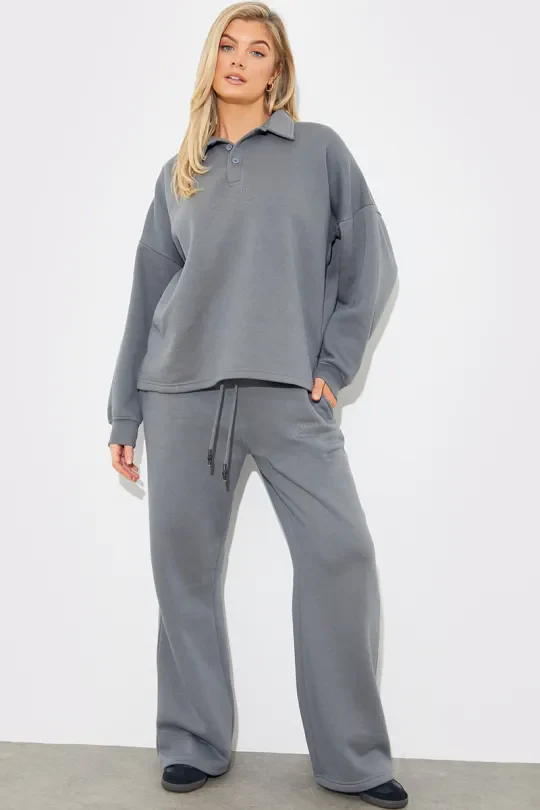 Collared Button Up Jersey Sweatshirt - Image 5