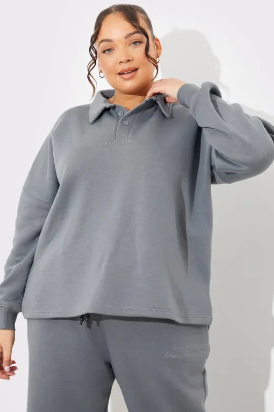 Collared Button Up Jersey Sweatshirt - Image 8