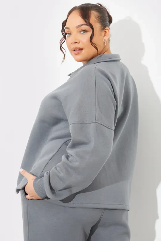 Collared Button Up Jersey Sweatshirt - Image 9