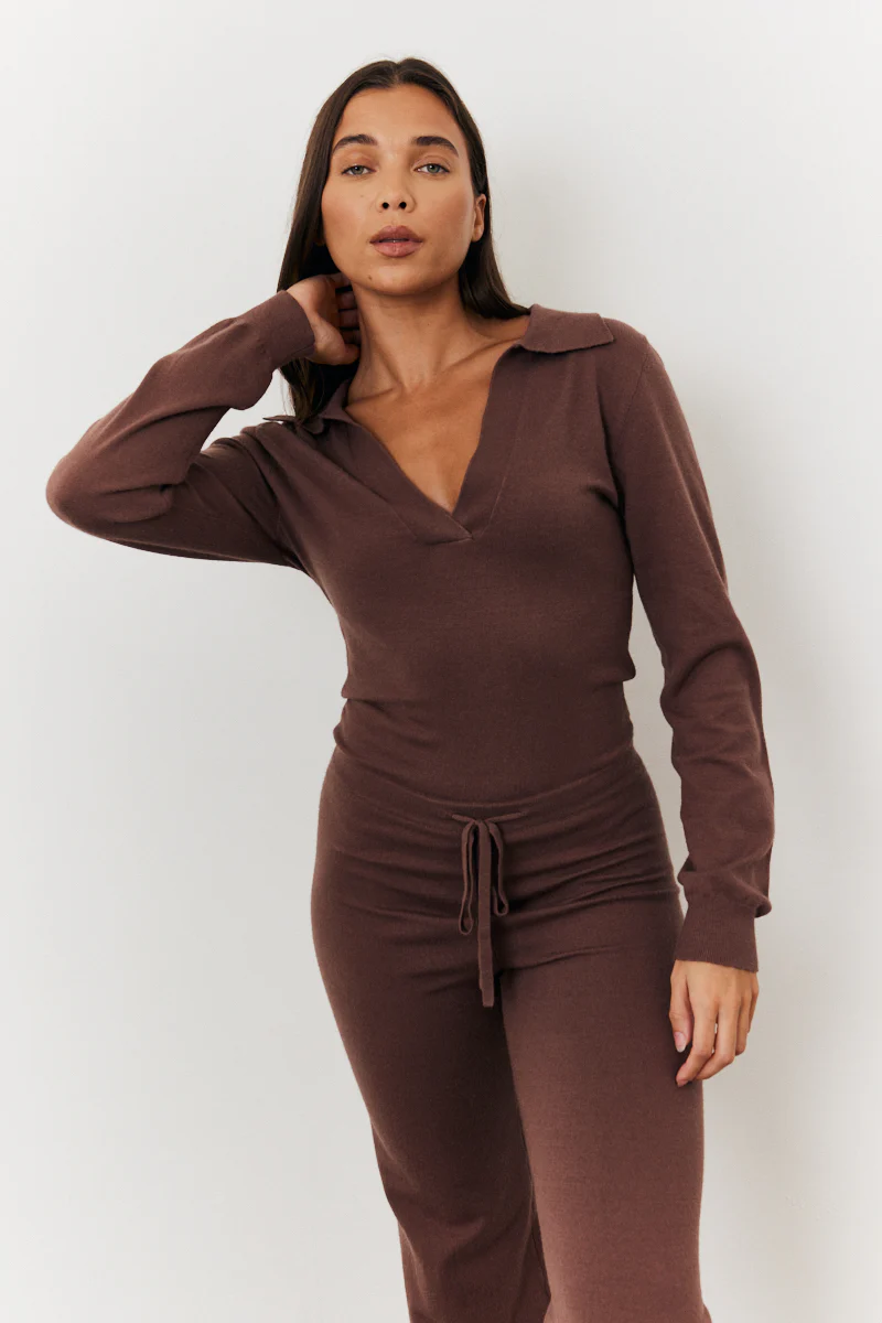 Collared Knit Jumpsuit - Image 2
