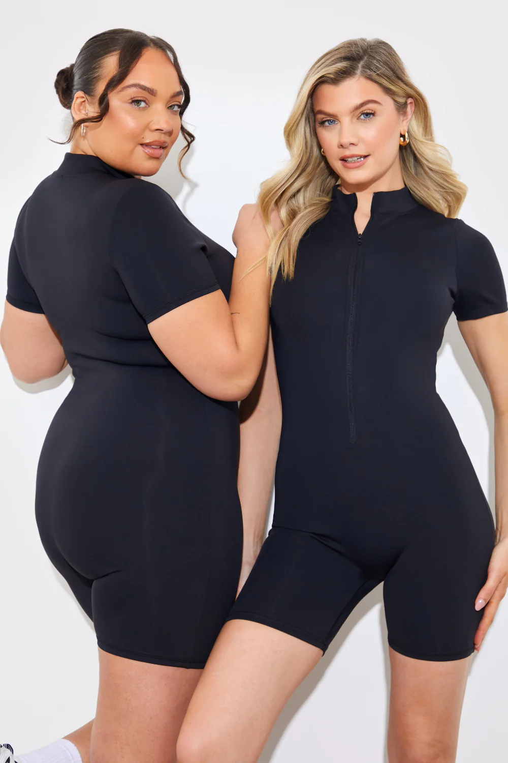 Contour Built-In Bra Short Sleeve Short Leg Half Zip Unitard - Image 4