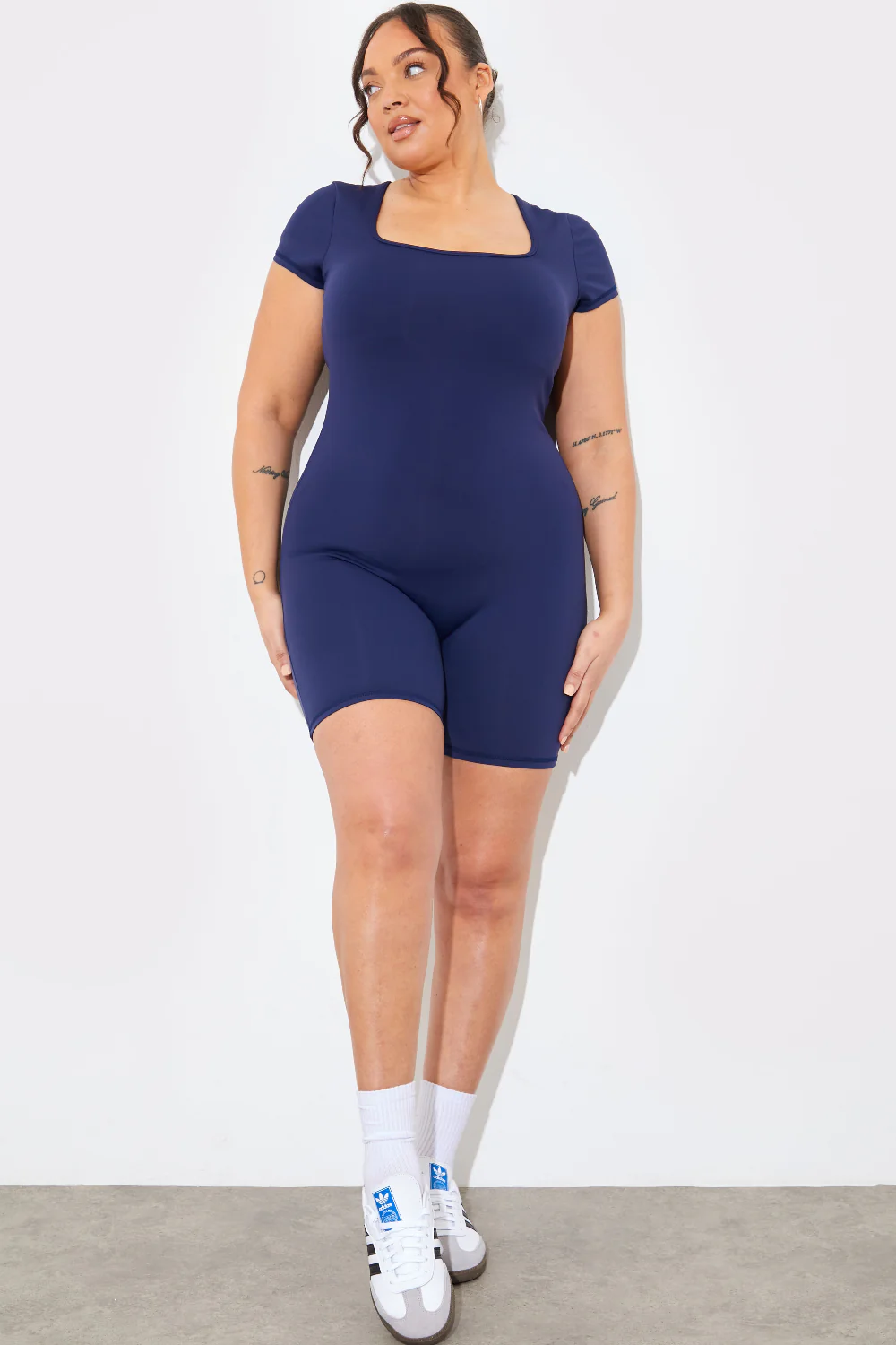 Contour Built-In Bra Short Sleeve Short Leg Square Neck Unitard - Image 7
