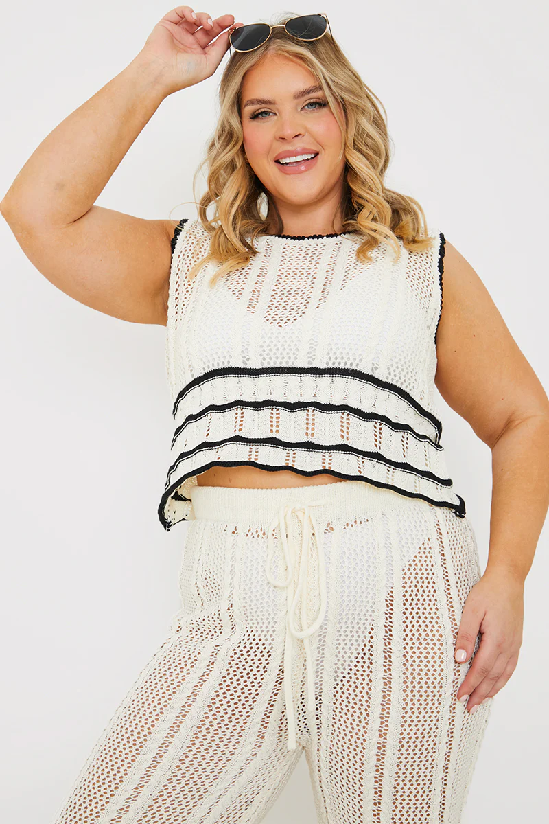 Contrast Binding Crochet Co-ord Top - Image 5