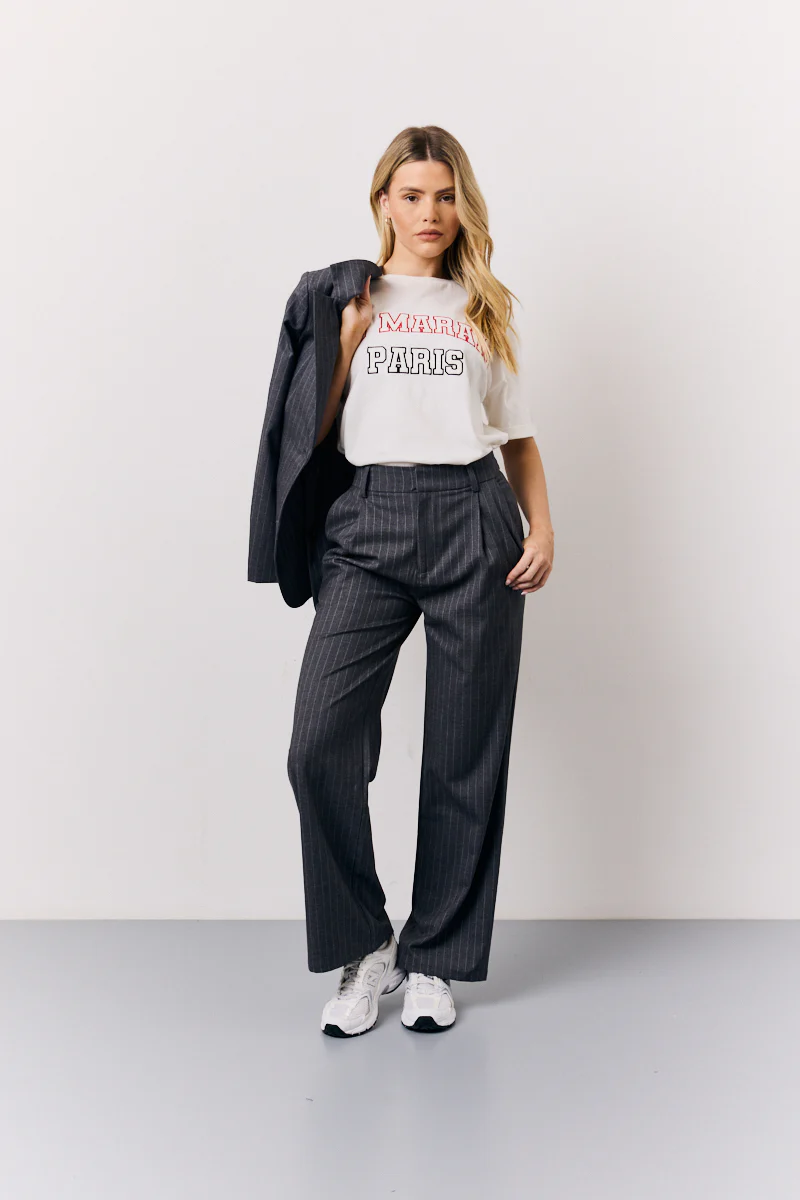 White Embroidered Paris Slogan T-Shirt - Image 4