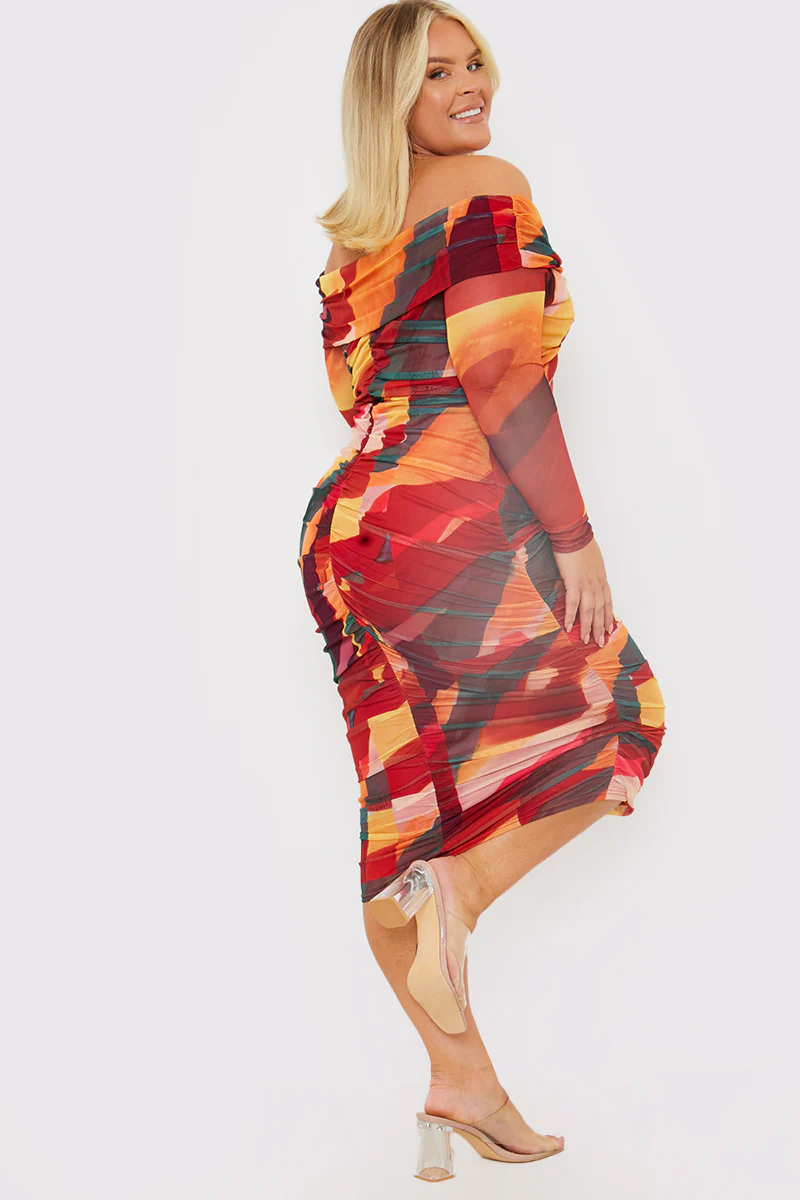 Contrast Mesh Twist Midi Dress - Image 7