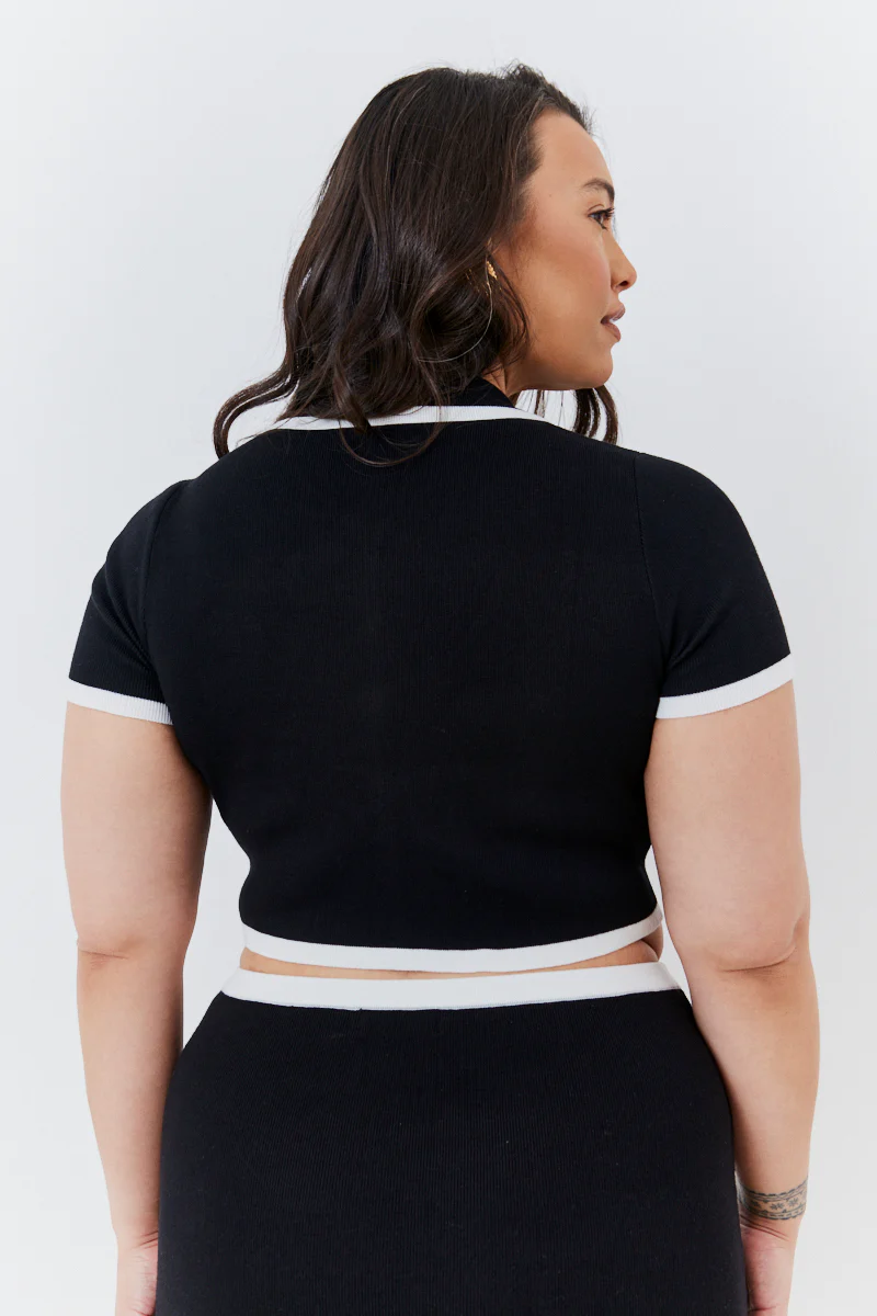 Contrast Piping Knit Co Ord Crop Top - Image 7