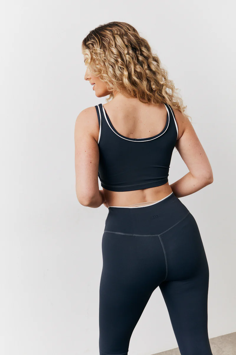 Indigo Blue Contrast Piping Co-Ord Sports Bra - Image 2