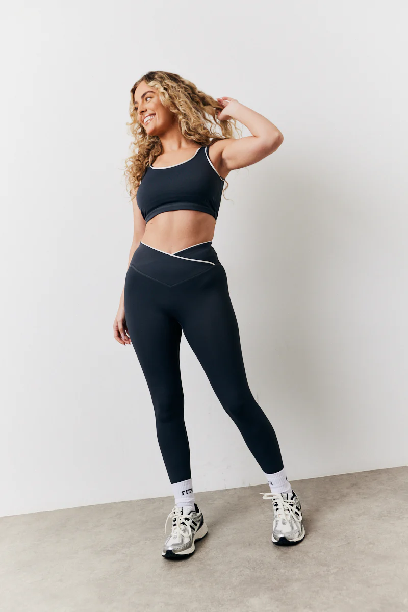 Indigo Blue Contrast Piping Co-Ord Wrap Leggings - Image 4