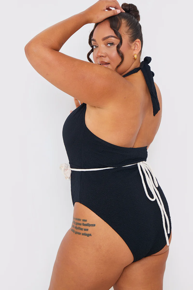 Control Halter Wrap Swimsuit With Removable Corsage Belt - Image 8