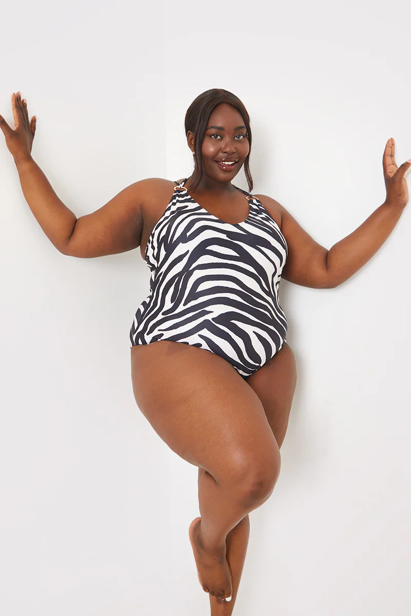 Recycled Control Zebra Print Ring Detail Swimsuit - Image 5
