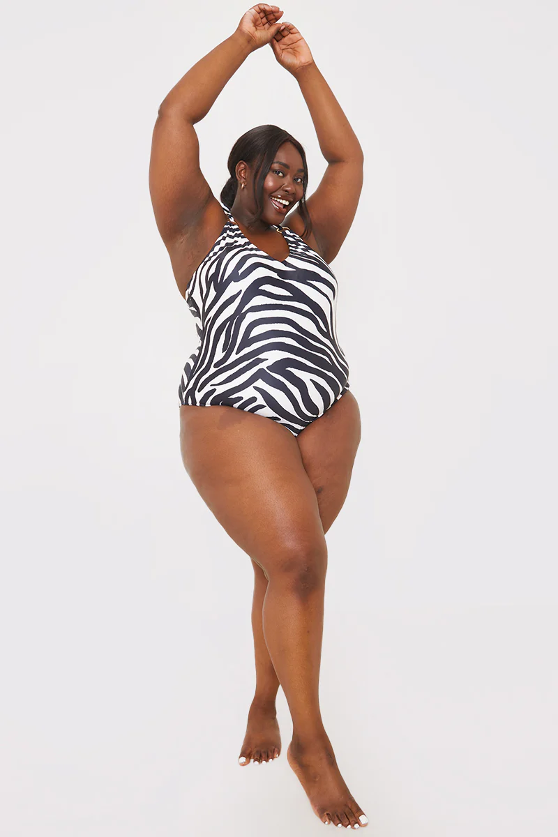 Recycled Control Zebra Print Ring Detail Swimsuit - Image 6