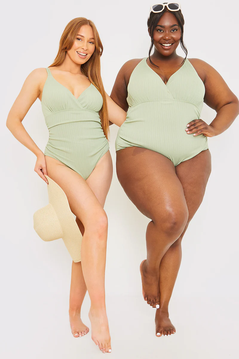 Control V-Neck Side Ruched Detail Swimsuit - Image 5