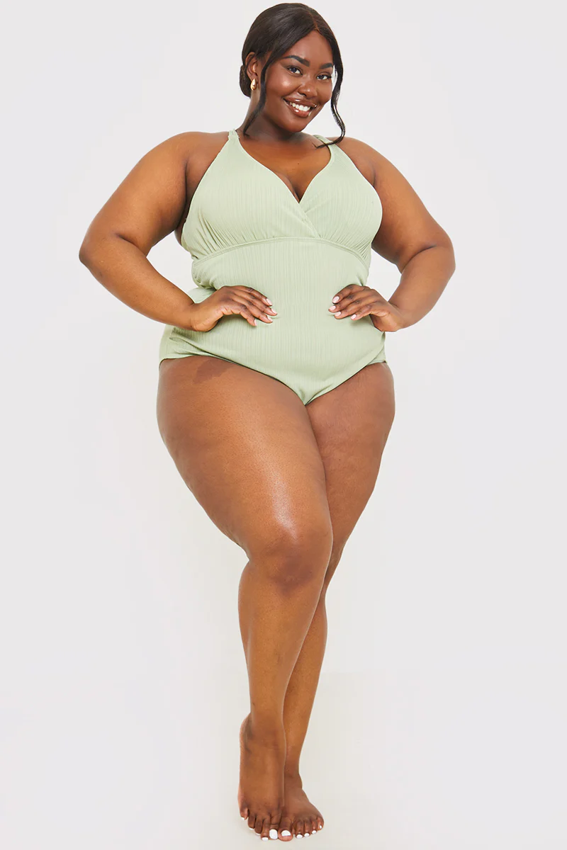 Control V-Neck Side Ruched Detail Swimsuit - Image 7