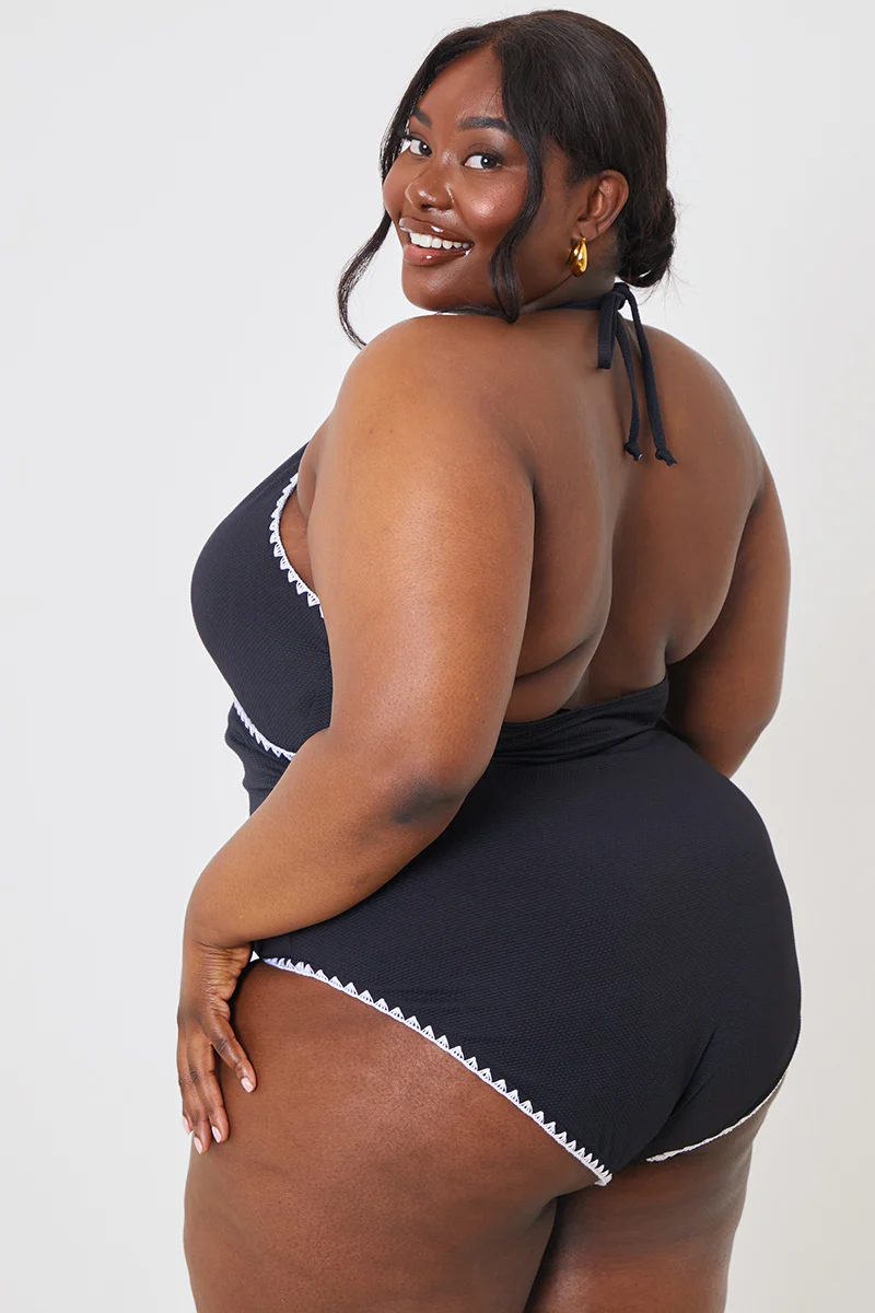 Control Whipstitch Trim Wrap Front Swimsuit - Image 9