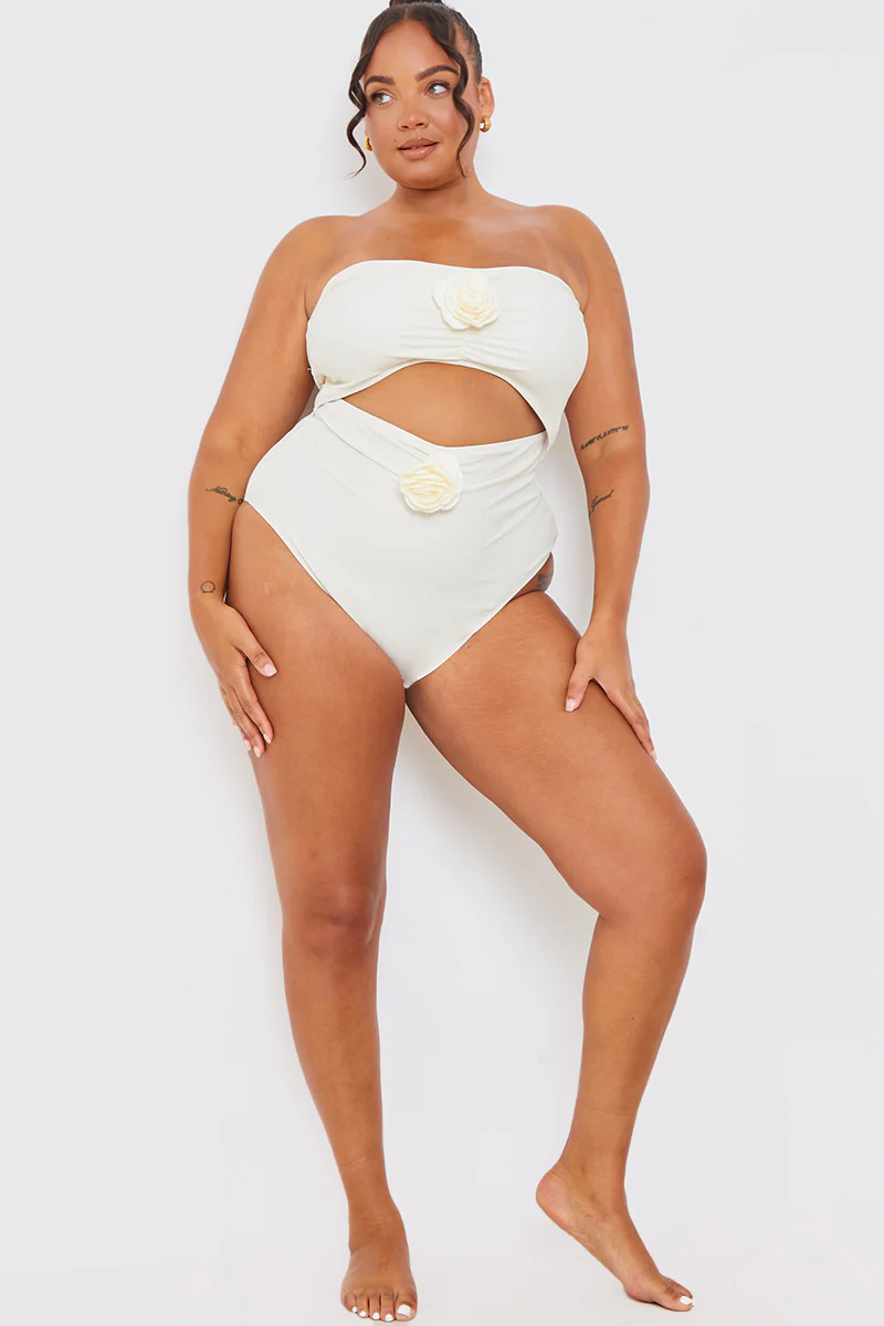Corsage Detail Bandeau Swimsuit - Image 6