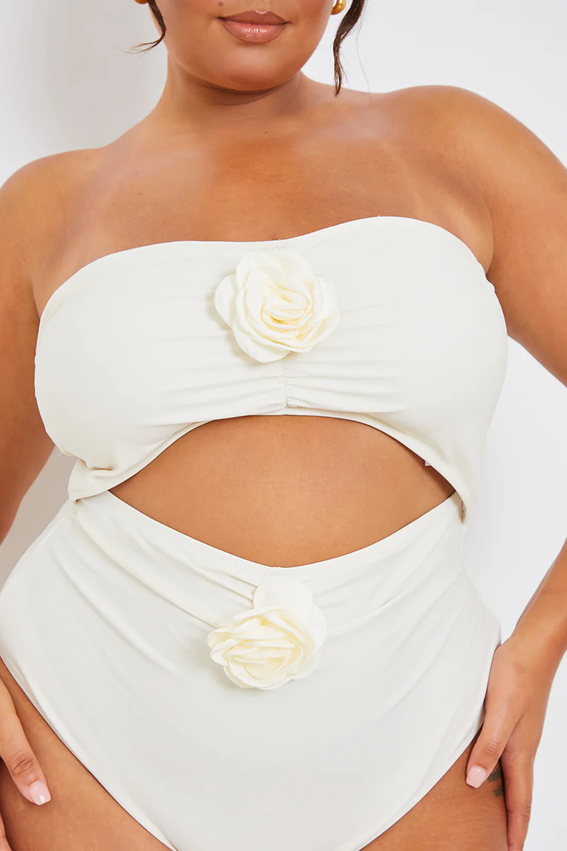 Corsage Detail Bandeau Swimsuit - Image 7