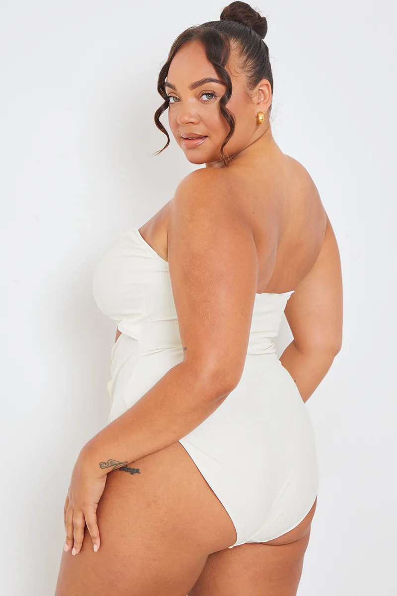 Corsage Detail Bandeau Swimsuit - Image 8
