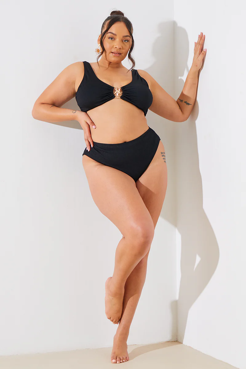 Textured Starfish Detail High Waist High Leg Bikini Bottoms - Image 6