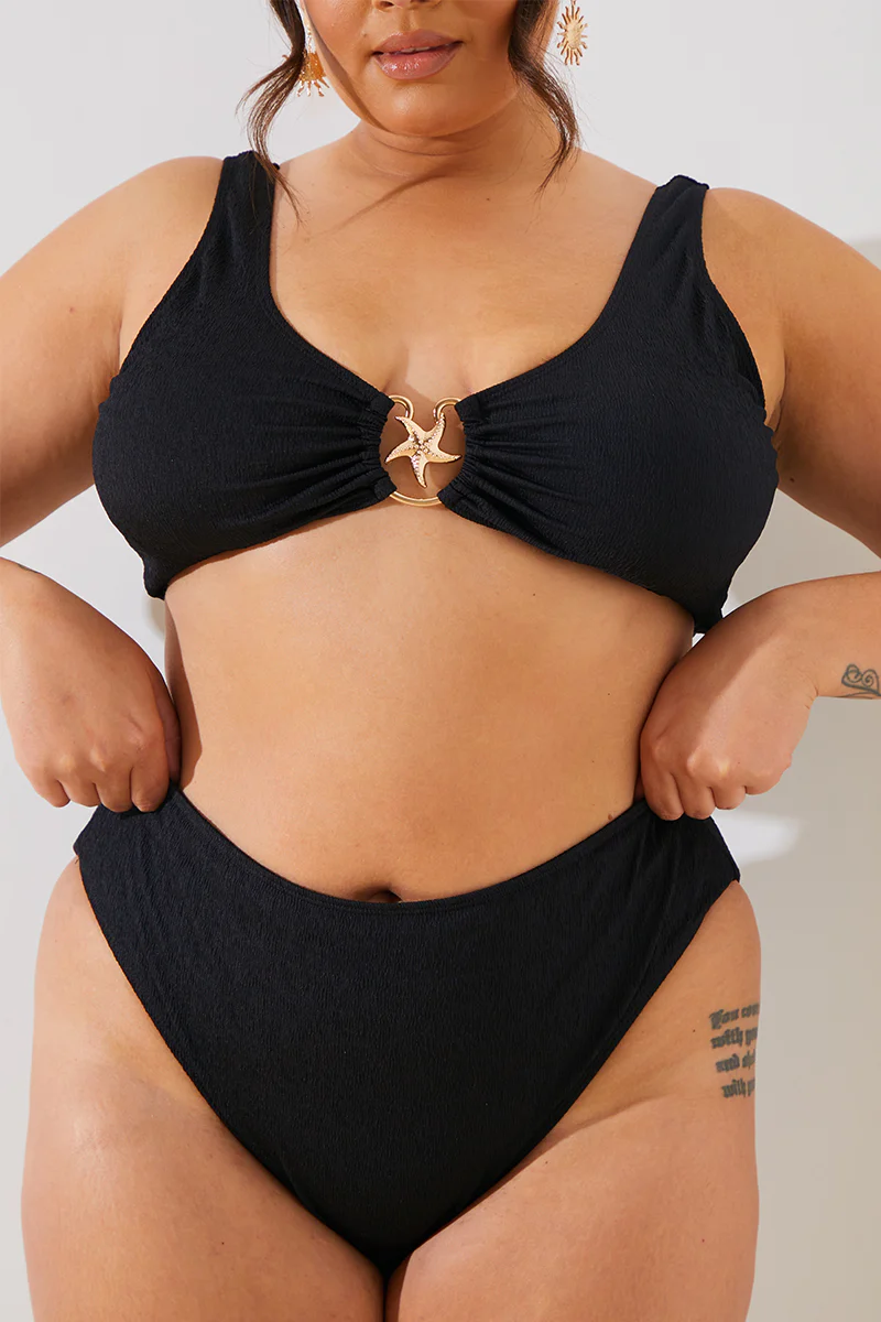 Textured Starfish Detail High Waist High Leg Bikini Bottoms - Image 7