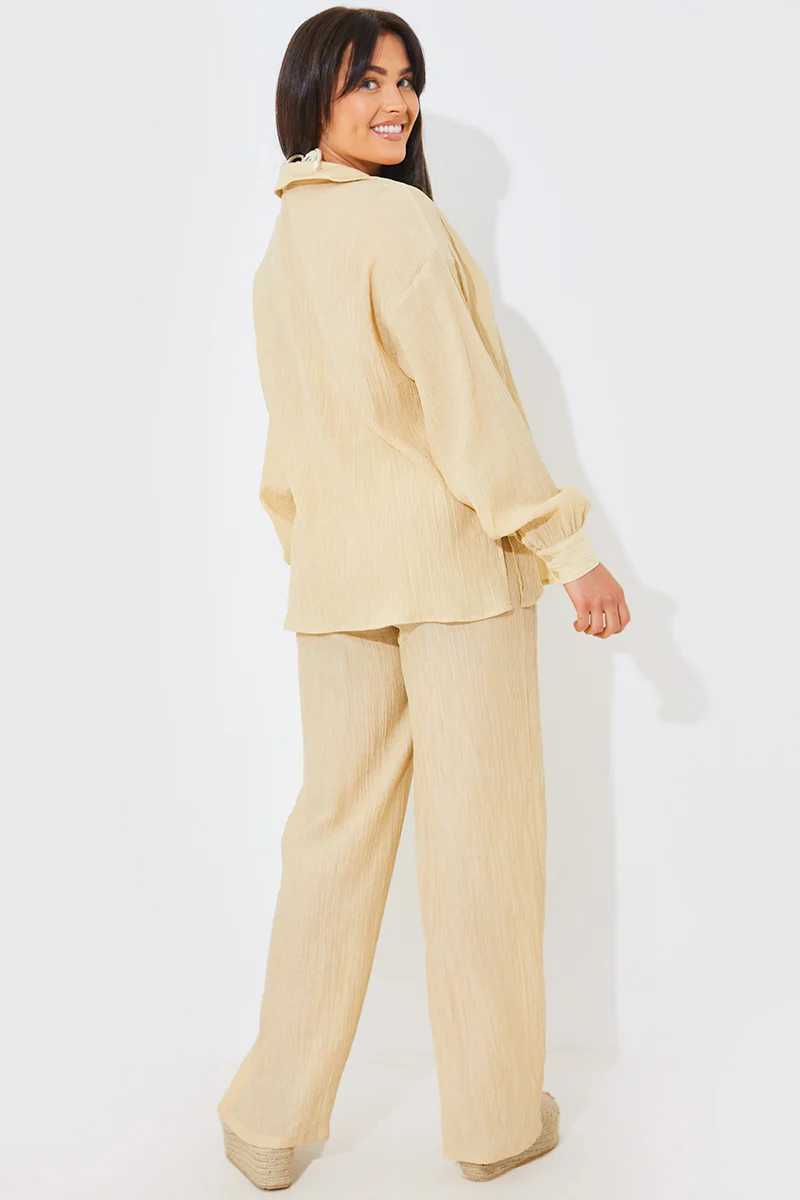 Crinkle Wide Leg Trousers - Image 3