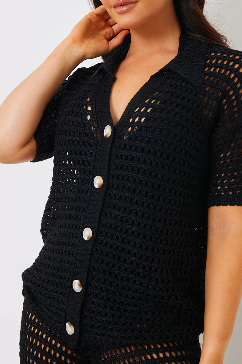 Crochet Button Down Co-Ord Shirt - Image 3