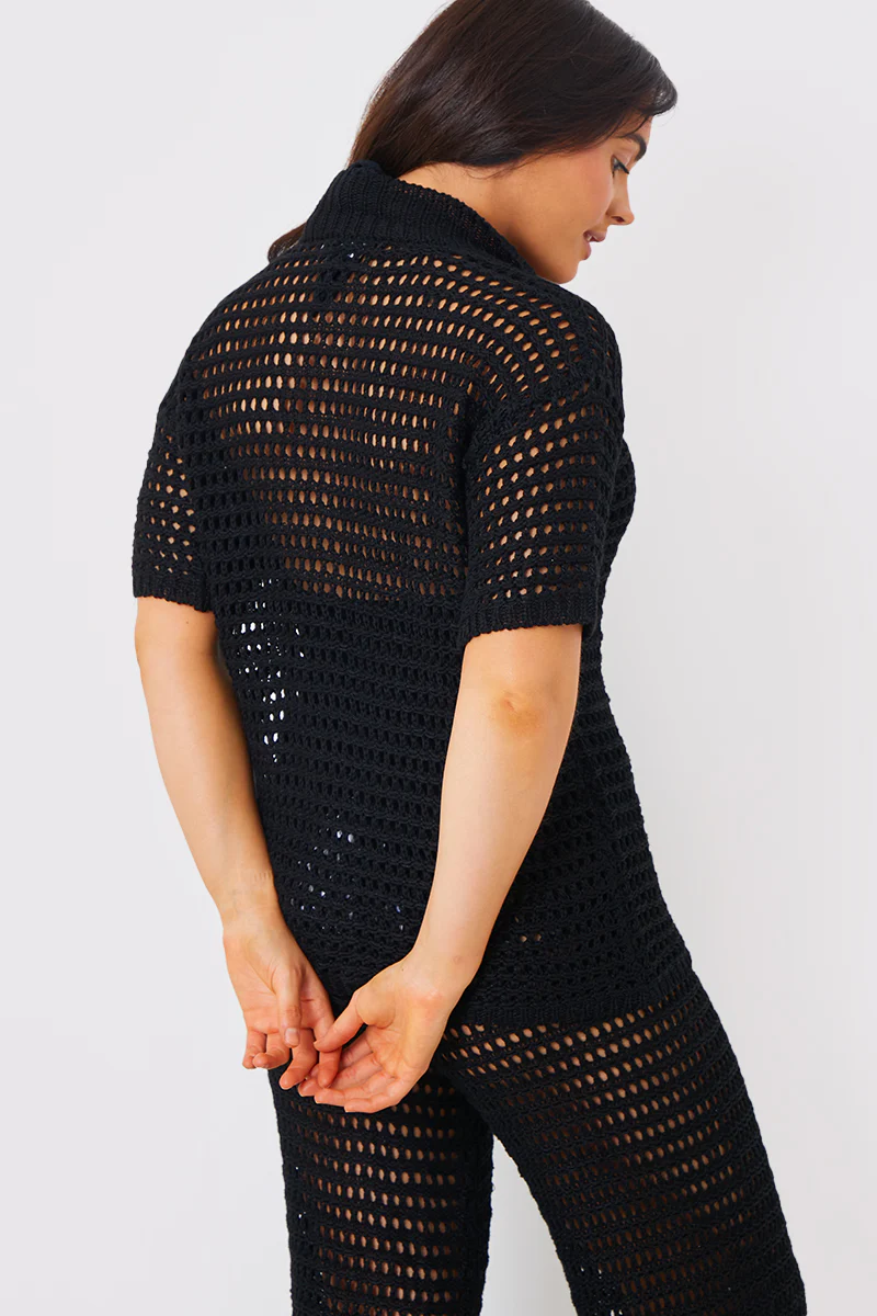Crochet Button Down Co-Ord Shirt - Image 4