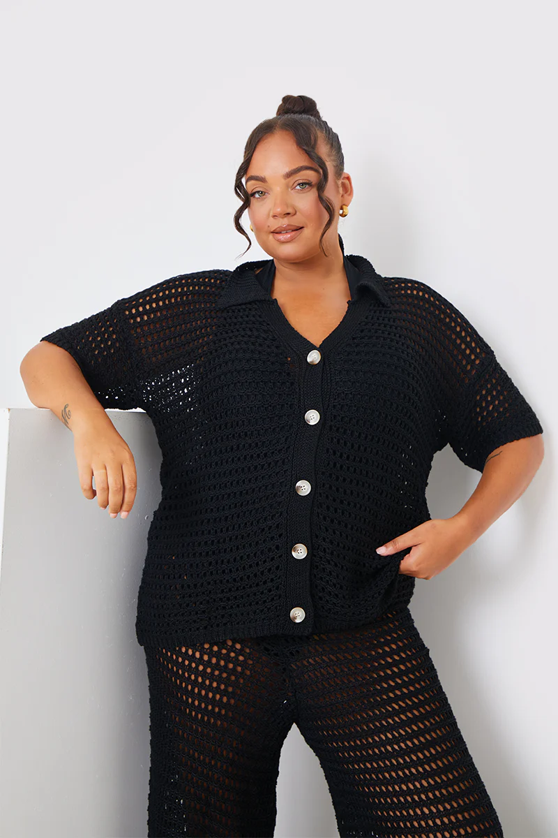 Crochet Button Down Co-Ord Shirt - Image 5