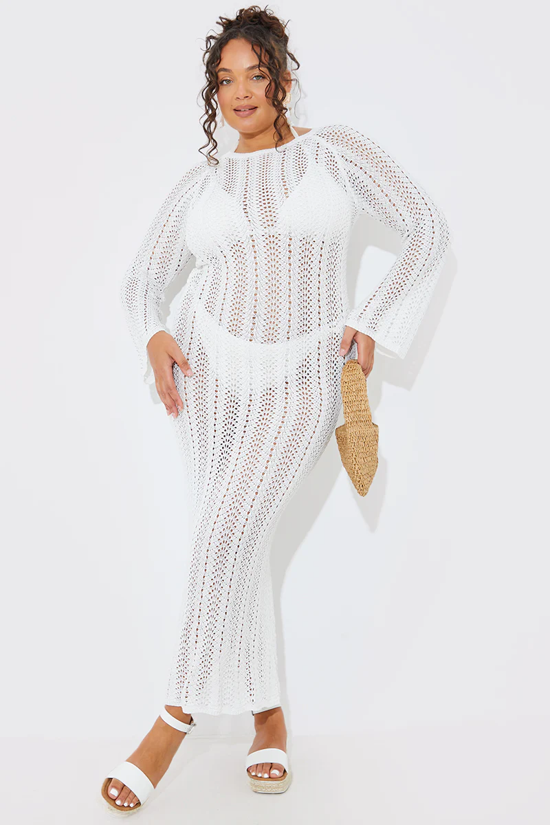 Crochet Flare Sleeve Midaxi Dress - Image 5