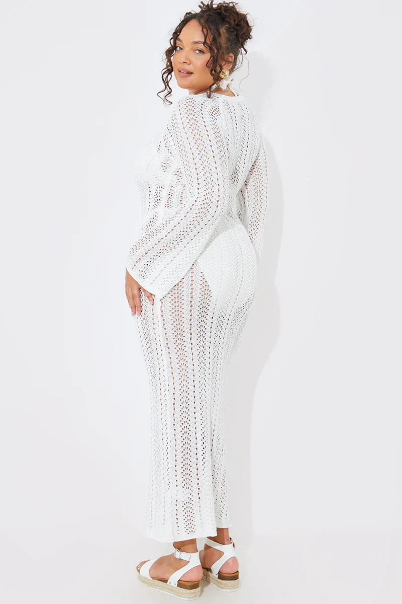 Crochet Flare Sleeve Midaxi Dress - Image 8