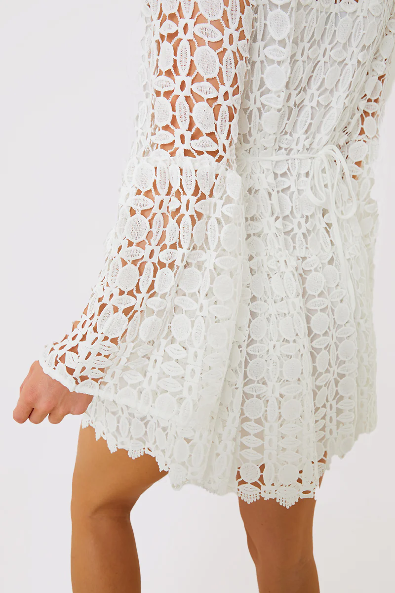 Crochet Fluted Sleeve Mini Dress - Image 3