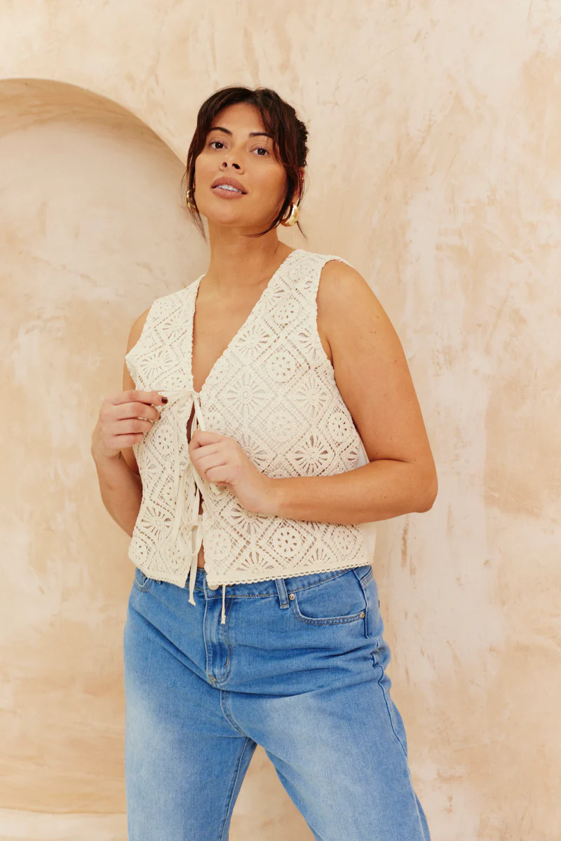 Crochet Tie Front Top - Image 5