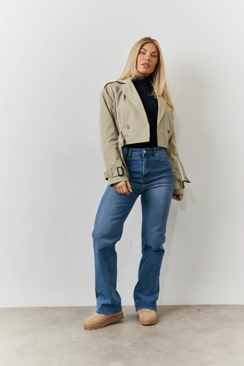 Cropped Belted Trench Coat - Image 2