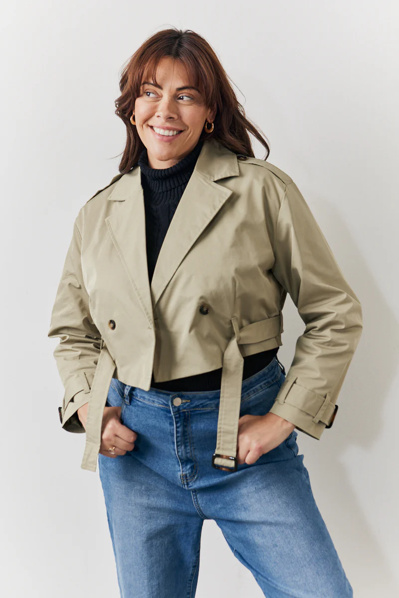 Cropped Belted Trench Coat - Image 5