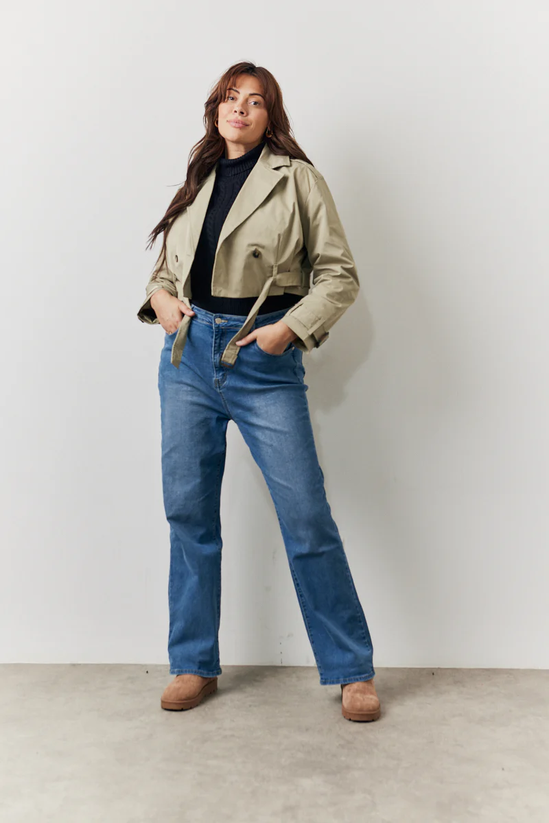 Cropped Belted Trench Coat - Image 6