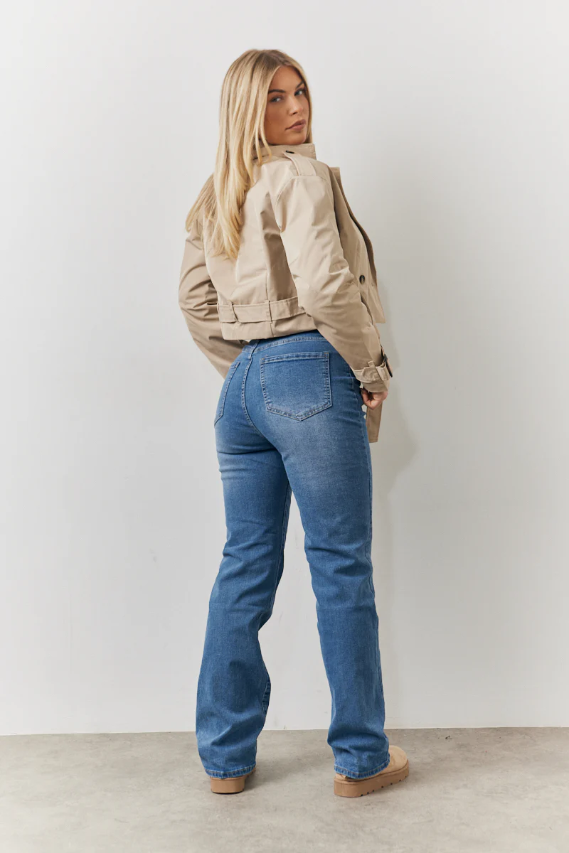 Cropped Belted Trench Coat - Image 3