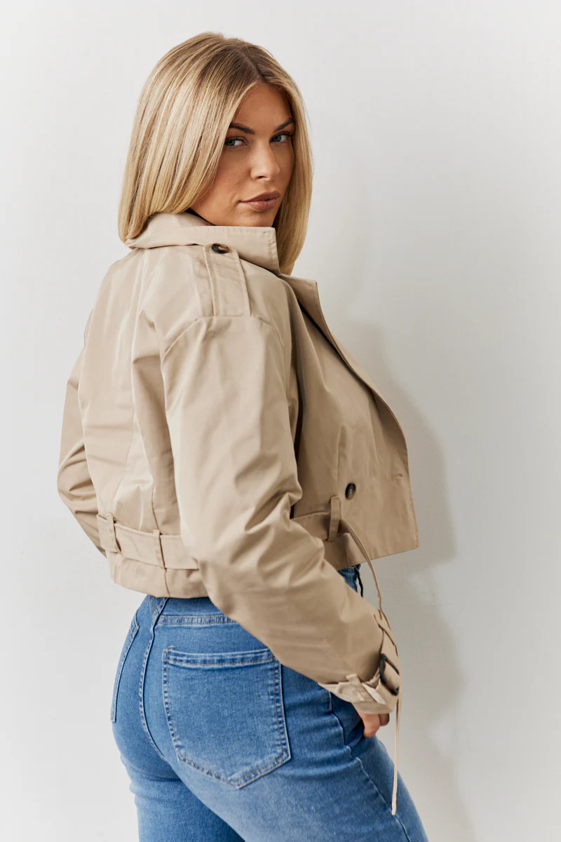 Cropped Belted Trench Coat - Image 4