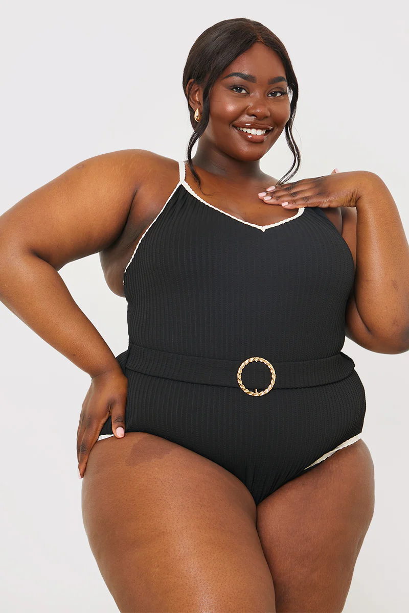 Control Contrast Binding Belted Swimsuit - Image 6