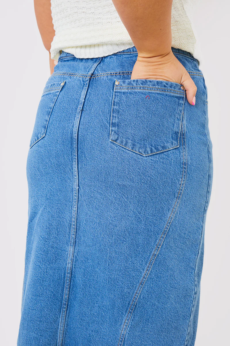 Denim Split Midaxi Skirt - Image 3