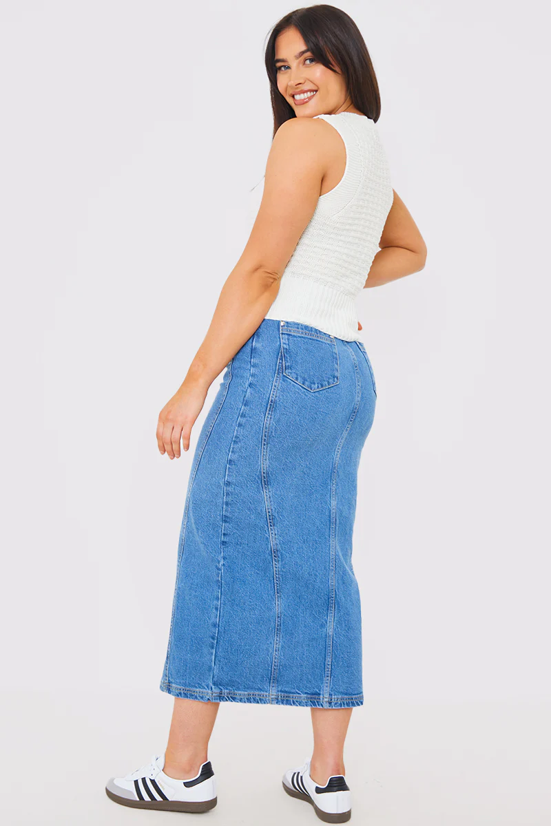 Denim Split Midaxi Skirt - Image 4